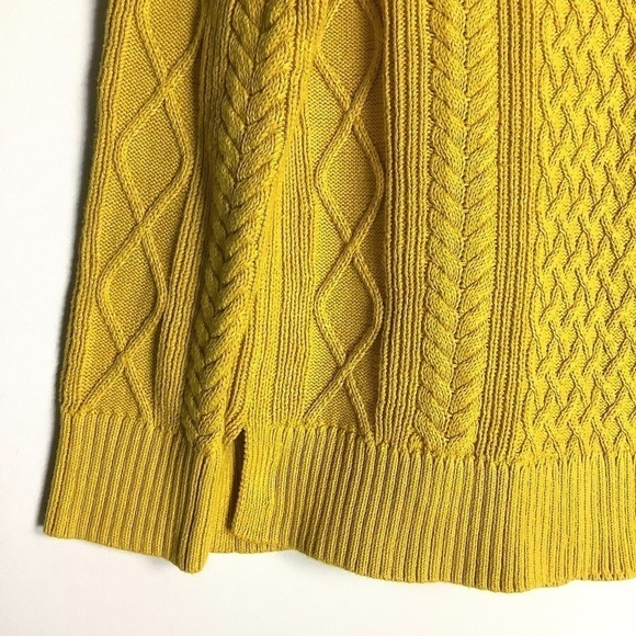 J. Crew Sweater S Chunky Cable Knit Mock‎ Neck Mustard  Golden Chartreuse S - Picture 8 of 14